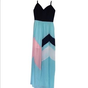 Jealous Tomato Navy/Teal/Pink Spaghetti Maxi